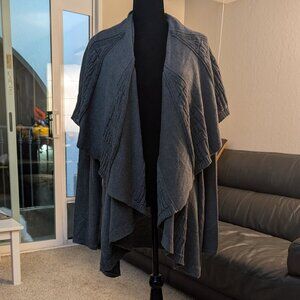 Neiman Marcus Gray Waterfall Cape Collar Drape Cardigan